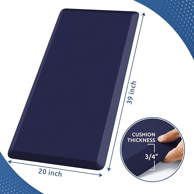 KitchenClouds Kitchen Mat Cushioned Anti Fatigue Rug 24"x70" Waterproof, Non Slip, Standing and Comfort Desk/Floor Mats for House Sink Office (Blue)