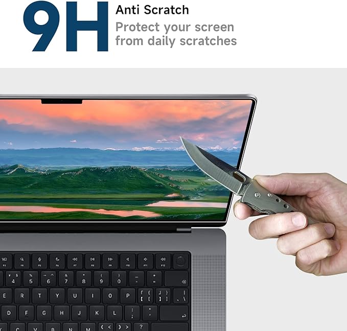 Tempered Glass Screen Protector Compatible with Macbook Pro 16 Inch (2021-2024, M4, M3, M2, M1), 9H Hardness/No Bubbles/Anti-Scratch/Anti-Fingerprint/Clear