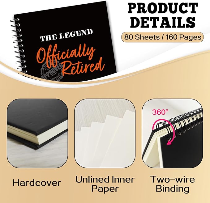 YAZMEEN Retirement Blank Spiral Notebook（160 Pages） The Legend Officially Retired Hardcover Notebook Journal Coworker Appreciation Gift Humorous Retirement Gift for Men Colleague Boss Leader Friend