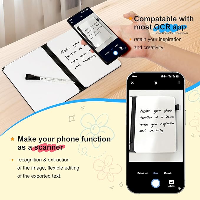 AGM Portable White Board Dry Erase Notebook, 8.4" x 6" Double Sided Folding Whiteboards with 3 Pens, Small Travel Dry Erase Board Skin-Friendly Material for Study, Meeting, Planning, Brown