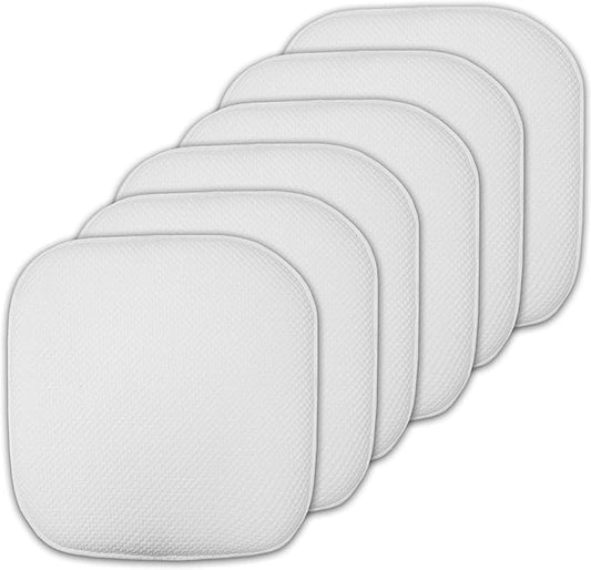 Sweet Home Collection Cushion Memory Foam Chair Pads Honeycomb Nonslip Back Seat Cover 16" x 16" 6 Pack White