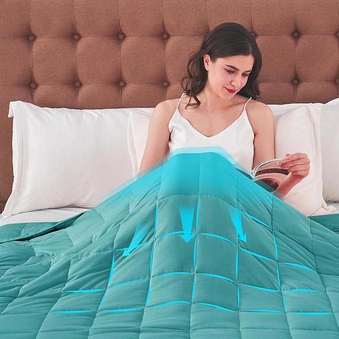 yescool King Size Weighted Blanket for Adults (25 lbs, 80” x 87”, Teal) Cooling Heavy Blanket for Sleeping Perfect for 240-260 lbs, Breathable Blanket for Adults & Couple All Season, Machine Washable