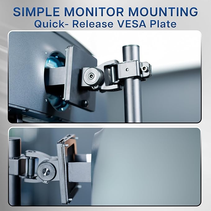 VIVO Clamp-on Single Ultra Wide Monitor Desk Mount, Low Profile Heavy Duty Adjustable Stand for 1 Ultrawide Screen up to 49 inches, 44 lbs Capacity, Black, STAND-V100C