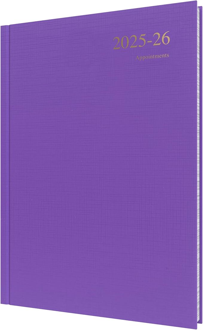 Collins 'Essentials' 12 Month Mid/Academic Year Planner, July 2025-July 2026 - ESSA41M.55-2526- Day-to-Page Appointments Diary, A4 Hard Cover, Purple