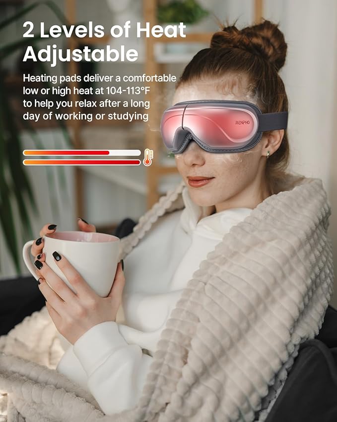 RENPHO Eyeris 2 Eye Massager with Heat, Birthday Gifts for Mom Dad Women Men Face Massager, Heated Eye Mask for Improve Sleep