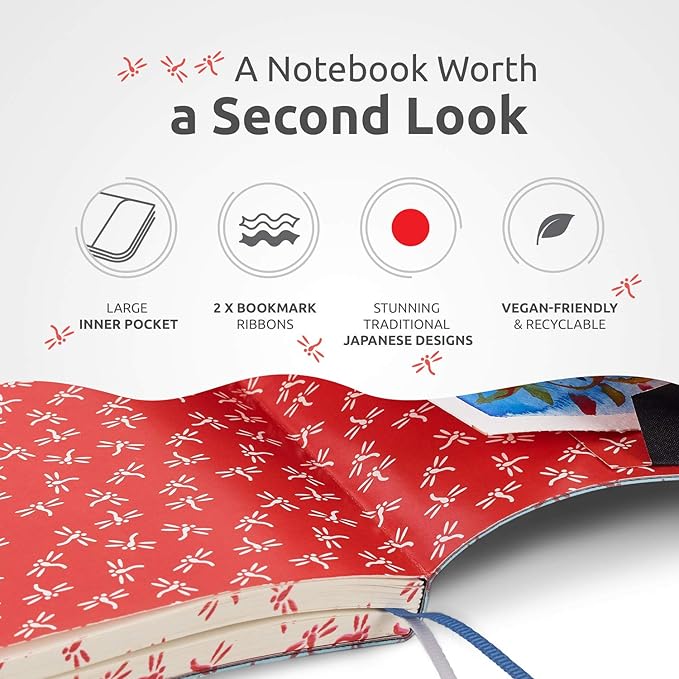 Large B5 Dotted Journal - Enjoy Bullet Journaling with a Soft Cover 7x10-inch, Non-Bleed Thick 120gsm Paper, Dot Journal in Blue, Japanese Edge Motif - Faux Leather Lay Flat Dot Grid Notebook - ZenART