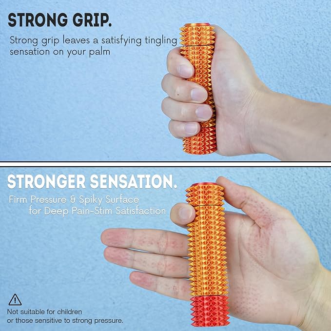 Fidget Roller Adults Teens Sensory Little Stim Gadget for Anxiety Relief Mild Ouchie,Desk Focus Tool Portable Hand Spinner Gifts Idea White Elephant Stocking Christmas(Sunset red,Compact Fit)