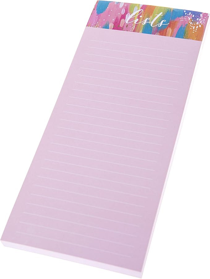 Graphique Magnetic Notepad, Brush Strokes – 100 Sheets, 4” x 9.25” x .5” – Front Says, “Lists”, Sticks to Any Magnetic Surface, Perfect for Shopping and Grocery Lists, Makes a Great Gift