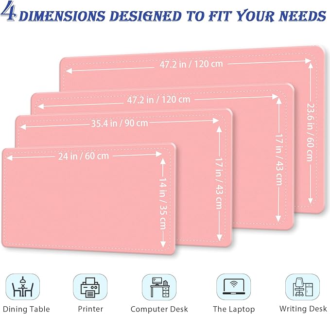47.2" x 23.6" Large Desk Pad - Non-Slip PU Leather Mat, Large Mouse Pad, Computer Mat for Keyboard, Waterproof Writing Blotter for Work (Melon Pink)
