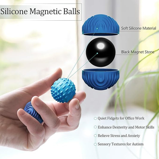 Silicone Magnetic Balls Fidget Toys for Adults & Teens,4PCS Stress Relief Sensory Toys for Autism ADHD Anxiety,Fun Textures Gadgets,Office Desk Toy,Stocking Stuffers for Men Women Teen Gifts