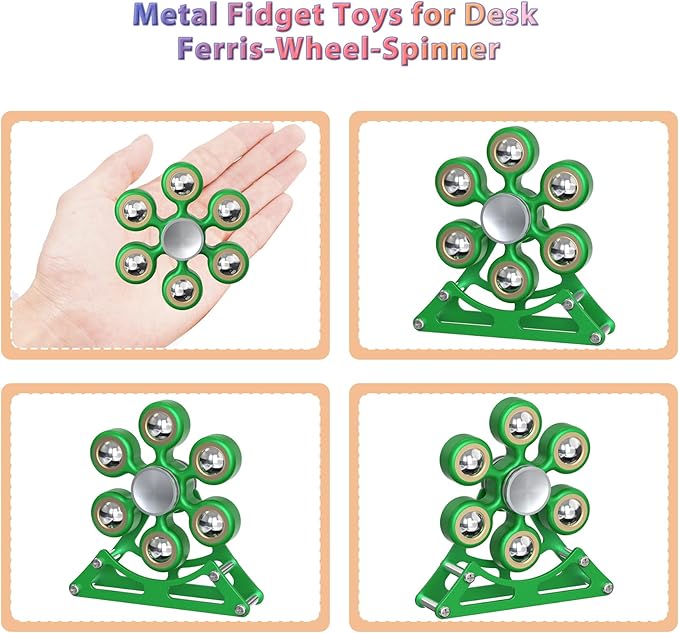 Desk-Fidget-Toys for Ferris-Wheels-Spinner: 4mins Metal Kinetic-Spinner Cool-Gadgets for Office Home School Christmas, EDC-Toy ADHD Tools Cool-Stuff Stress Relief Gift for Kid Children Teen Adult