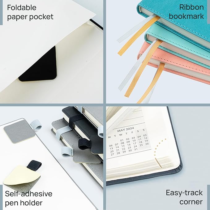 POPRUN 2026 Planner (Large - 8.5'' x 10.5'') - 2026 Weekly Calendar (Jan. 2026 - Dec. 2026) with Hourly Time Slots, Weekly/Monthly Appointment Book for Time Management - Leather Soft Cover - Black