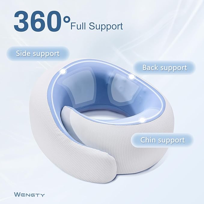 Travel Pillows for Airplanes,Memory Foam Neck Pillow for Traveling,Smooth & Cooling Fabric Plane Pillow for Long Flight,Ideal for Travels,Airplanes,Offices,Cars,Trains (Blue, Standard-Broad Fit)