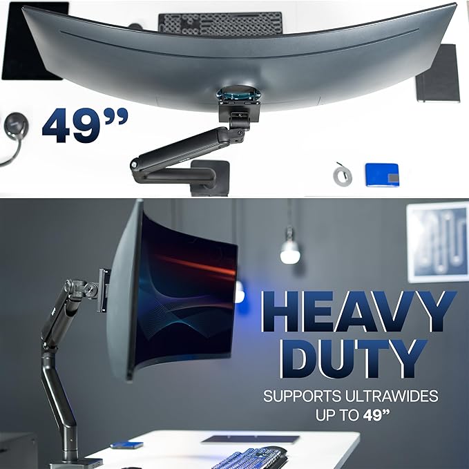 VIVO Heavy Duty Aluminum Ultrawide Monitor Tension Arm for up to 49 inch Screens, Holds 44 lbs, Premium Desk Mount Stand Designed for Samsung Odyssey G9 and More, Black, STAND-V101V