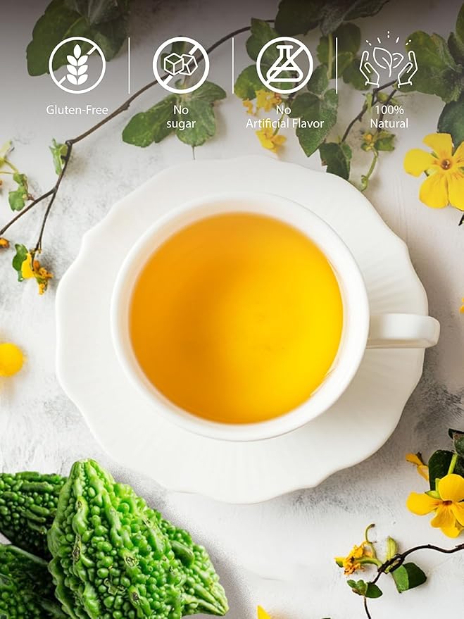 TeeLux Bitter Melon Tea Bags, Pure & Natural Momordica Charantia, Mild & Smooth Taste, Caffeine Free, 100 Count