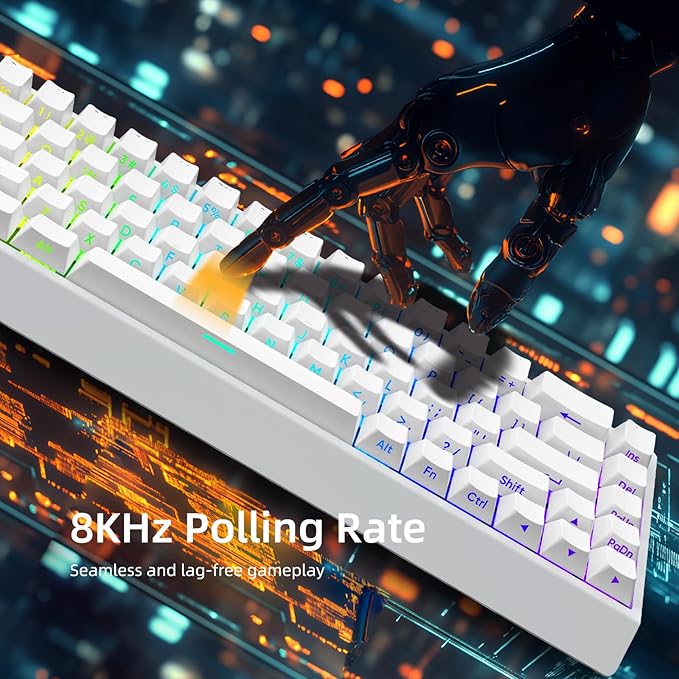 IROK Mer68 LITE Wired 68 Keys, Magnetic Switch Mechanical Keyboard, 8KHZ Polling Rate/Latency As 0.125MS/64KHZ All Keys Scan Rate/ARGB, Hot Swappable Gaming Keyboard(White)