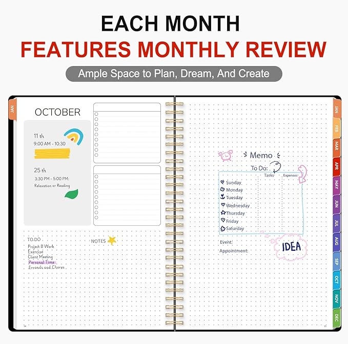 GNL Monthly Planner 2026-2027, 2 Year(27 Months) Calendar Planner, Oct. 2025 - Dec 2027, 7" x 10" Monthly Spreads & Yearly Planner, Perfect for School Office Home Planning, Black