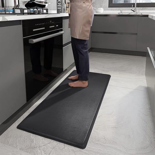Color&Geometry 0.71" Extra Thick Anti Fatigue Cushion Kitchen Floor Mat,Easy Clean, Water & Oil Proof, Non Slip, Foam Padded Runner Rug for Front Sink,20"x 47" Black (2.0 Version)