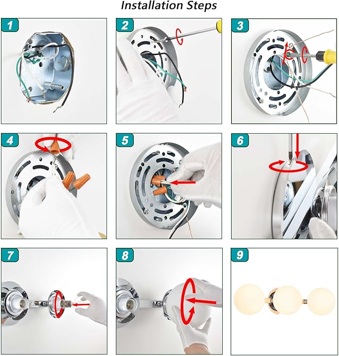 Globe Bathroom Vanity Light Fixtures, Modern 3 Lights Wall Lighting Chrome, Porch Wall Mount Light Fixture for Bathroom, Over Mirror Cabinets