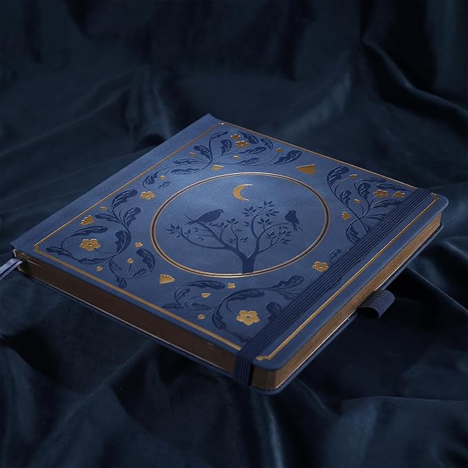 TIEFOSSI Dotted Journal Notebook, Dot Grid Notebook for Women Men, Hardcover PU Leather Journal, 160 GSM Thick Paper, 160 Numbered Pages with Gold Edges, 8 x 8 Square Diary