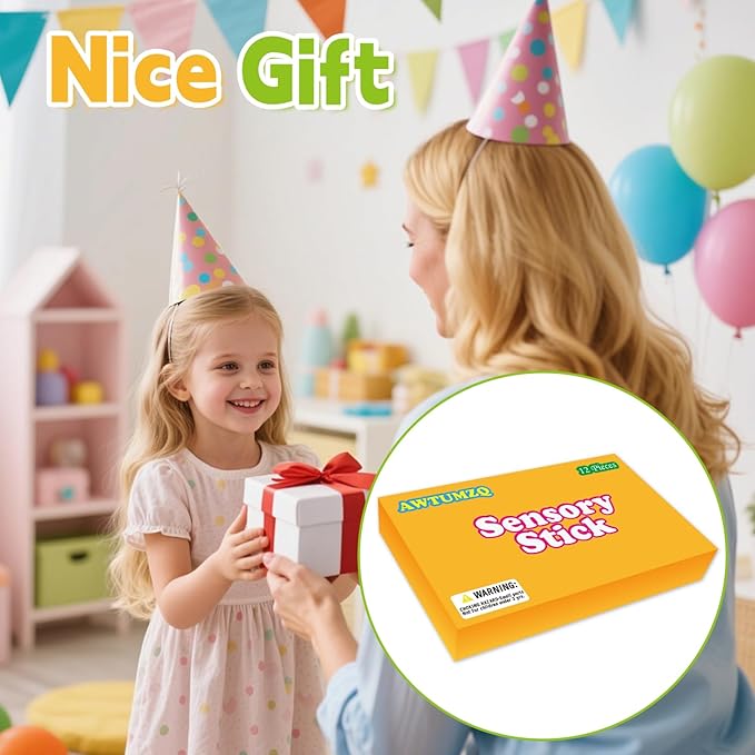 12 Pack Sensory Stick,Fidget Toys,Textured Calming Sensory Toys for Autism Kids, Anxiety Relief for Activities Essential,Stimulating & Addictive Toys for Kids Students