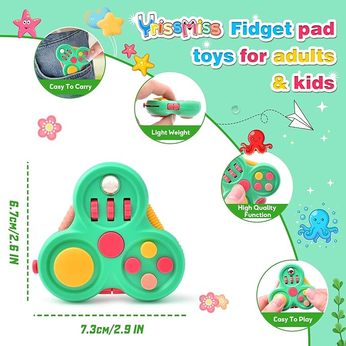 Fidget Toys for Adults,3PCS Fidget Pad Easter Basket Stuffers for Boys Girls,Sensory Toys Stress Relief Cube Clicker Controller,ADHD Autism Fidget Spinner for Office Desk Travel Games