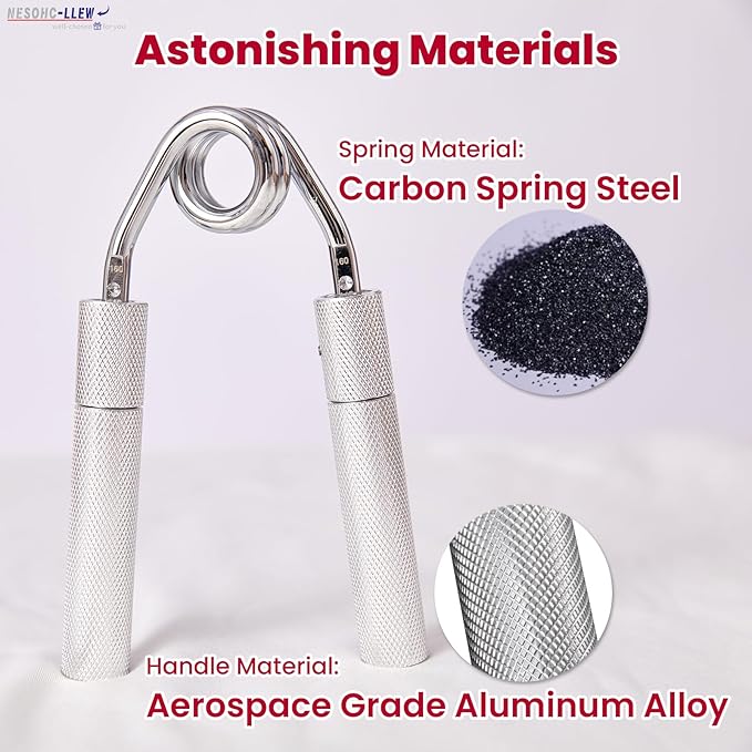 Hand Gripper Strengthener, 40–160 lbs Adjustable Resistance, All-Metal Grip Trainer with Carbon Steel Spring and Aluminum Handles