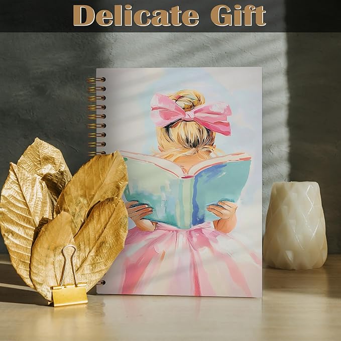 Reading Spiral Notebook 5.5x8.3, Book Lovers Gifts, Gifts for Readers Bookish Book Lovers Women, Preppy Girls Reading Journal Notebooks for Note Taking