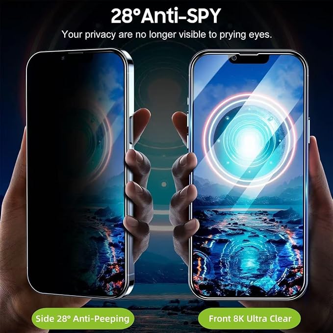 2 Pack Matte Privacy Screen Protector for iPhone 16/iPhone 15, Anti-Glare Display Filter, 9H Tempered Glass, Full Coverage, Anti-Fingerprint, Auto Dust-Elimination, No Bubble, Easy Installation