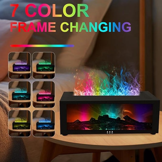 Fireplace Diffuser Humidifier,Fireplace Aromatherapy Essential Oil Diffuser, Ultrasonic Colorful Cool Mini Flame Fire Aroma Humidifier with Timer for Home,Bedroom,Office,Yoga