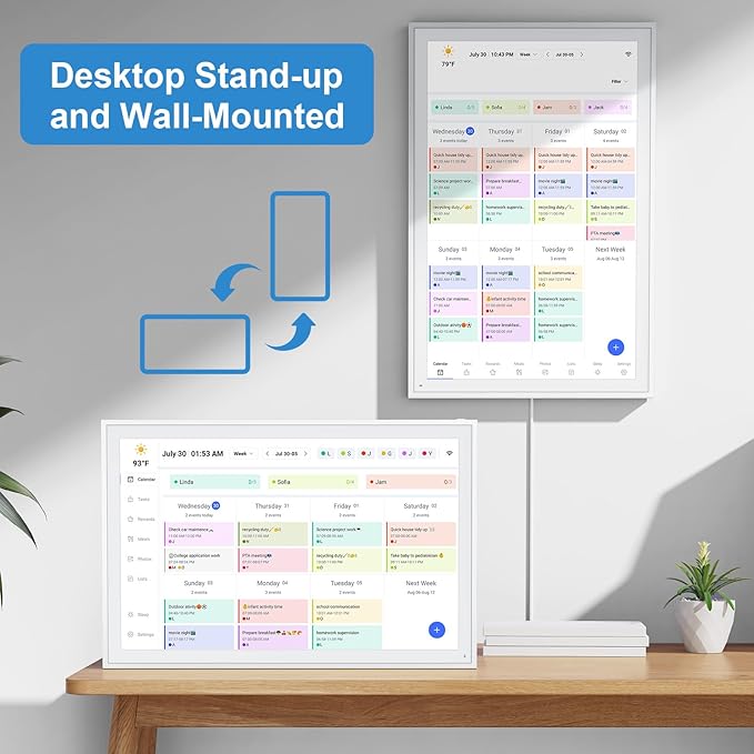 Digital Calendar, 16inch Smart WiFi Electronic Calendar&Chore Chart, IPS Touch Screen HD Display for Family Schedules, Share Moments Instantly from Anywhere