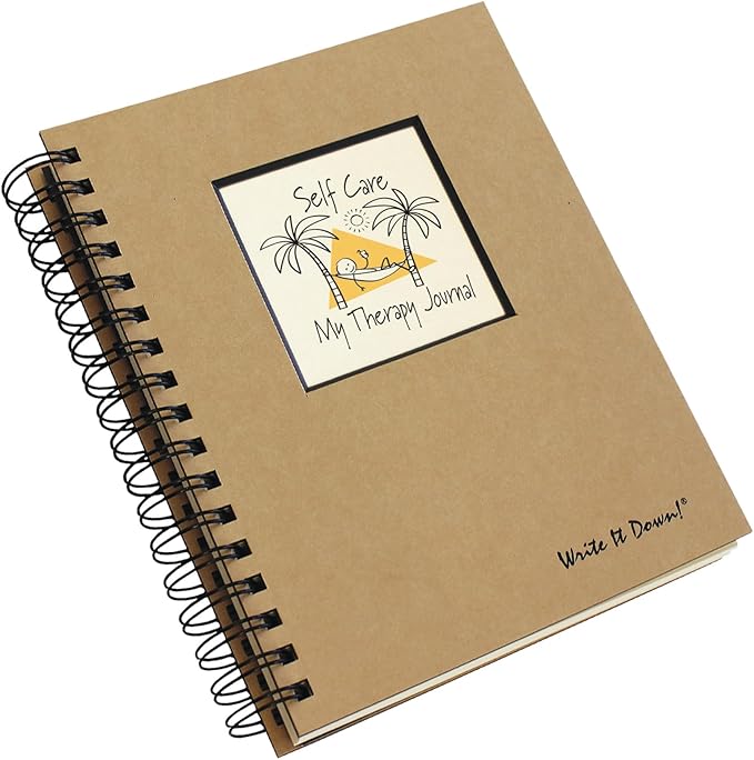 Write it Down series by Journals Unlimited, Guided Journal, Self Care, My Therapy Journal, Full-size 7.5"x9", Kraft Hard Cover, Made in USA