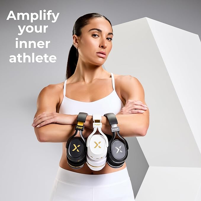 BlueAnt Pump X - The Gym Headphones | Sports Headphones | Cushioned & Cooling Ear Pads | (ANC) Active Noise Cancelling/Advanced Transparency | Wireless | Up to 58hr Play Time (Black | Gold)