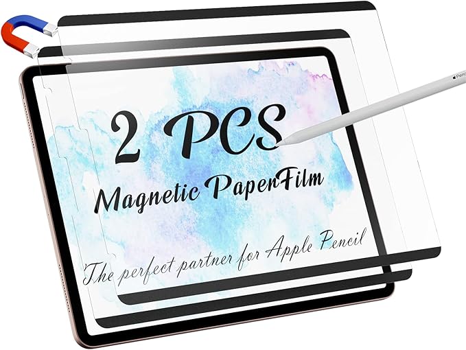 2 Pack Magnetic Screen Protector for iPad Pro 12.9 Inch 2018-2022, Feel Like Writing Drawing On Paper, Removable Matte Anti Glare