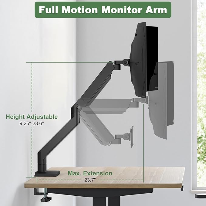 Heavy Duty Monitor Arm for 17-57 inch Screens up to 55lbs, Premium Aluminum Ultrawide Monitor Mount for Samsung 49” Odyssey G9 and LG, VESA 100x100mm, Black