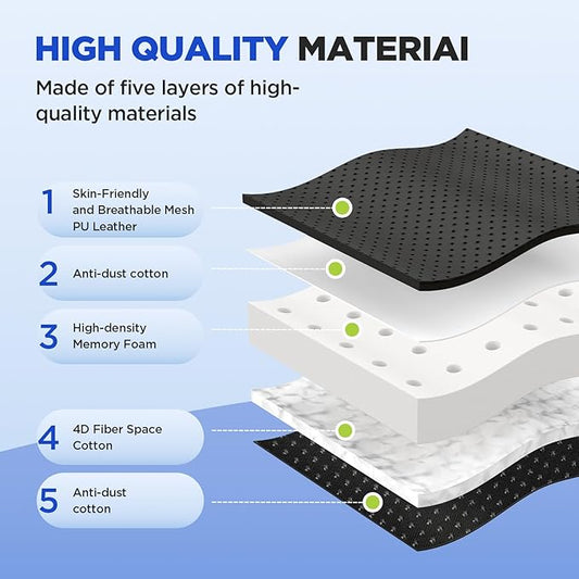 Seat Cushion for Office Chair – Memory Foam Car Seat Cushion for Sciatica, Tailbone, Back & Hemorrhoid Pain Relief U-Shaped Ergonomic High-Density Breathable Foam with Non-Slip Base (Black)