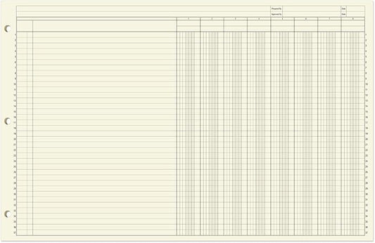 BookFactory Ledger Sheets/Large 8 Column Accounting Ledger Columnar (Eight Columns) Loose Leaf Paper - 17'' x 11'', 50 Pages, Loose Leaf, 3 Hole Punched (SHEET-050-CLCLL(17x11-Ledger-8)-AX)