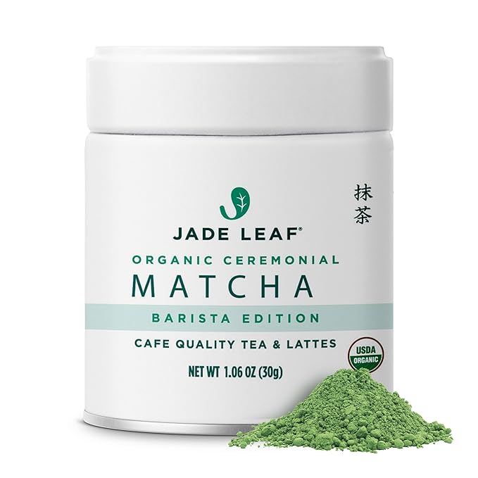 Jade Leaf Matcha Organic Ceremonial Grade Green Tea Powder - Barista Edition For Cafe Quality Tea & Lattes - Authentic Japanese Origin (1.06 Ounce Tub)