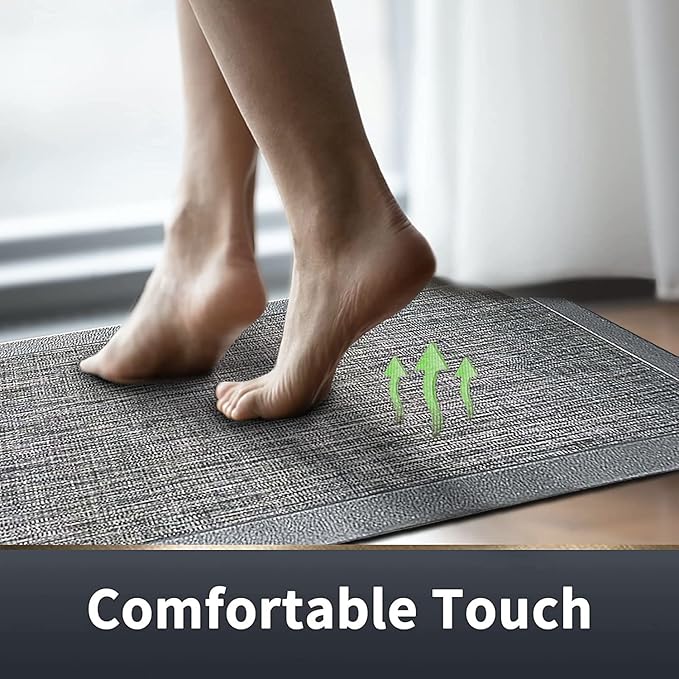 J&V TEXTILES Hillside Oversized Oil- and Stain-Resistant Anti-Fatigue Kitchen Mat (2-Pack Gray)*