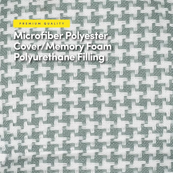 Sweet Home Collection Chair Cushion Memory Foam Pads Tufted Slip Non Skid Rubber Back U-Shaped 17" x 16" Seat Cover, 2 Count (Pack of 1), Houndsooth Pistachio