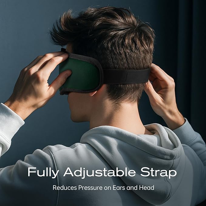 3D Sleep Mask with Bluetooth Headphones, Sleeping Headphones for Side Sleepers, Wireless Music Eye Mask with Ultra-Thin Stereo Speakers for Men, Women, Tech Gifts, Deep Green