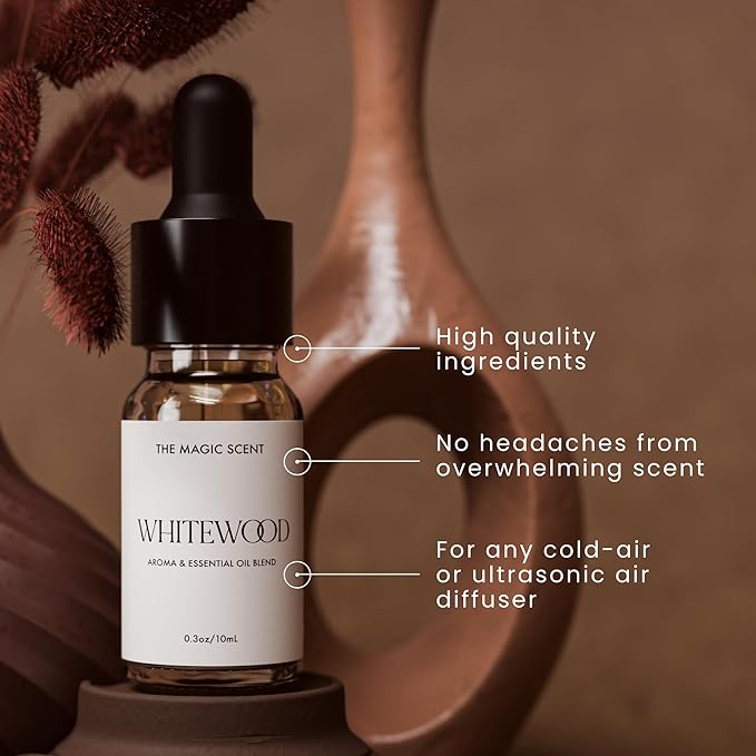 Whitewood Diffuser Oil - Hotel & Home Luxury Scents Inspired by 1 Hotel Miami, Compare to My Way Diffuser Oil Scents for Home, Designed for Use in All Diffusers - 0.3 fl oz, 10 mL