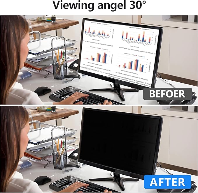 [2 Pack] 24 Inch Computer Privacy Screen Protector for 16:9 Widescreen Monitors-Anti-Glare & Blue Light Filter,Anti-Spy Film,Reduces Eye Strain (Fits Most Desktop Screens)