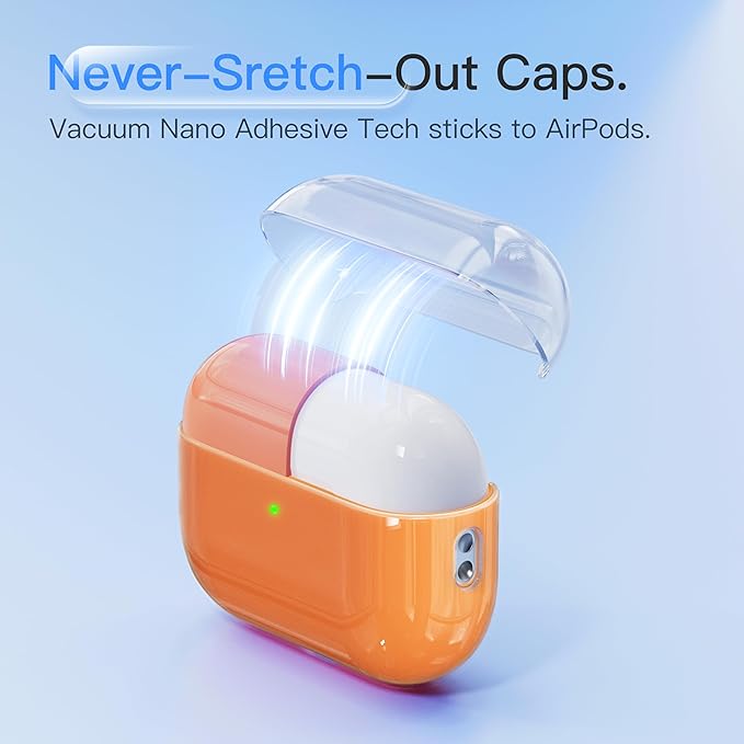Case for AirPods Pro 3 Never-Sretch-Out DamonLight Shock-Proof Protective Semi Hard Silicone Case Compatible with Apple Airpods Pro 3rd Generation (Orange)