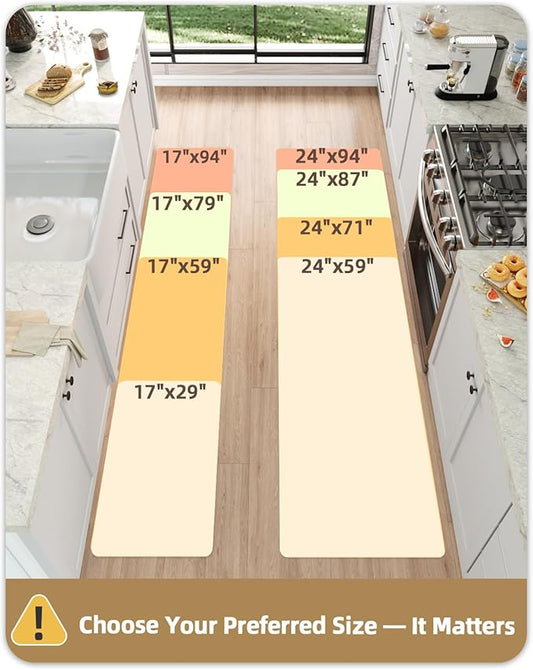 Color&Geometry Anti Fatigue Cushion Kitchen Mat for Floor -17"x79",Long,Easy Clean, Water & Oil Proof, Anti Slip, Foam Rubber Runner Rug for Front Sink Comfort Standing,Black