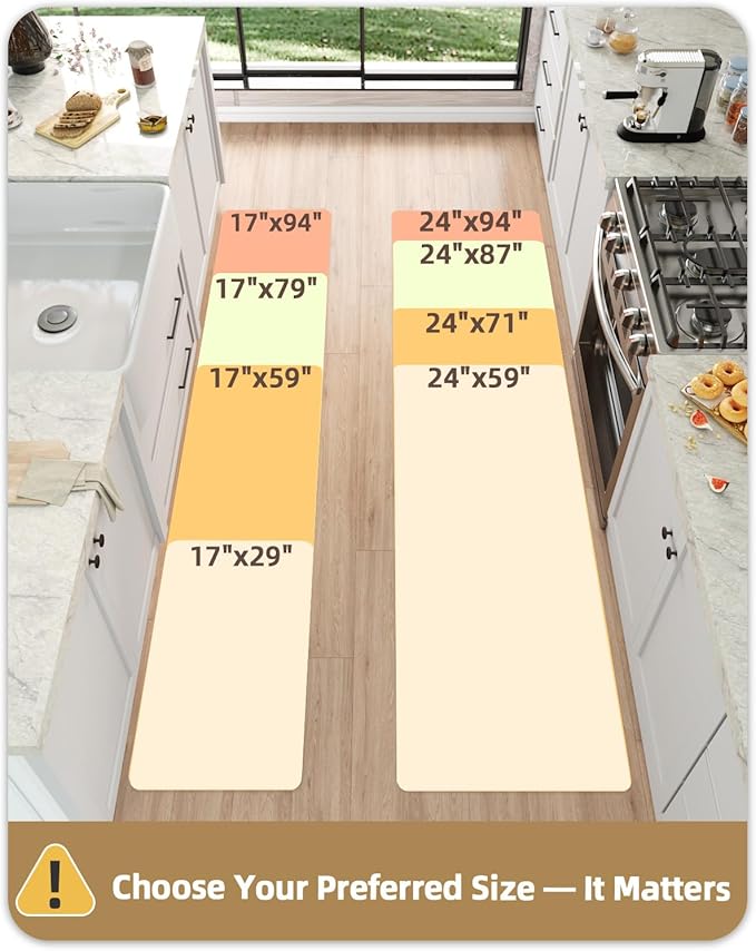 Color&Geometry Anti Fatigue Cushion Kitchen Mat for Floor -24"x71",Wide,Easy Clean, Water & Oil Proof, Anti Slip, Foam Rubber Runner Rug for Front Sink Comfort Standing,Black