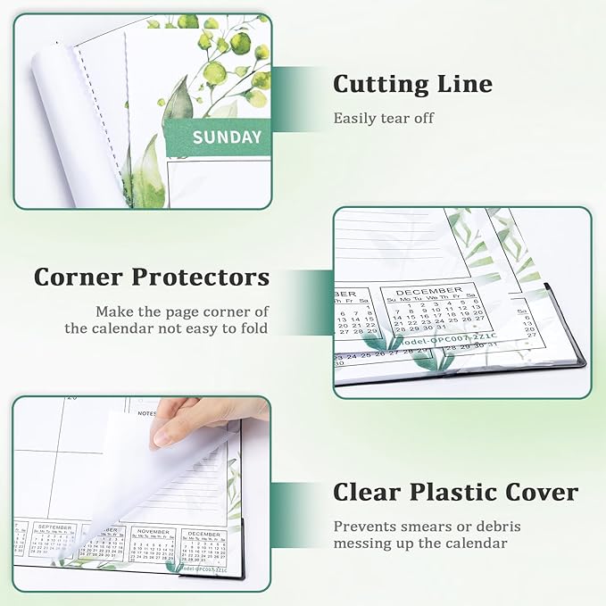 Ospelelf Desk Calendar 2025-2026 Large 22"x17" Monthly Family Planner Pad with Protective Cover 18 Months July 2025 to December 2026 Floral Green