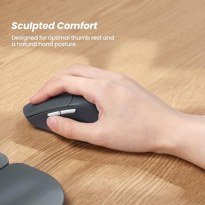 Nulea KM75 Wireless Keyboard and Mouse Combo, Comfortable Natural Typing, Palm Rest, Multi-Device (Bluetooth, 2.4G, Wired), Rechargeable, for Multi-OS, Windows, Mac, Android