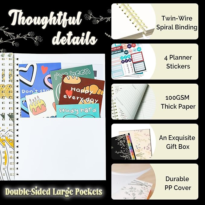 Jun 2025-Dec 2026 Academic Monthly Weekly Daily Planner for School, 19 Months Calendar 25-26 Planning Book with Colorful Tabs, 8.5" x 11" Mid Year College Organizer for Student Teacher (Black)