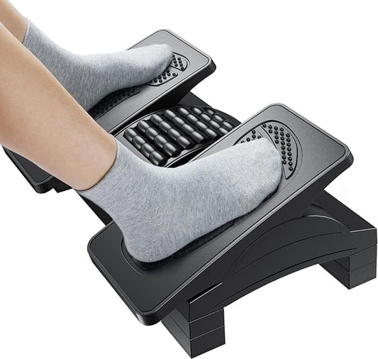HUANUO Foot Rest Under Desk, Adjustable Ergonomic Footrest for Under Desk at Work or Gaming with Massage Texture and Roller, 20 Degree Tilt Angle Adjustment, Foot Stool for Office, Home